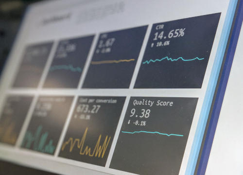 Monitoring screen with statistics and charts